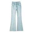 High Waist Light Blue Bootcut Jean pant women Flared Denim Pant