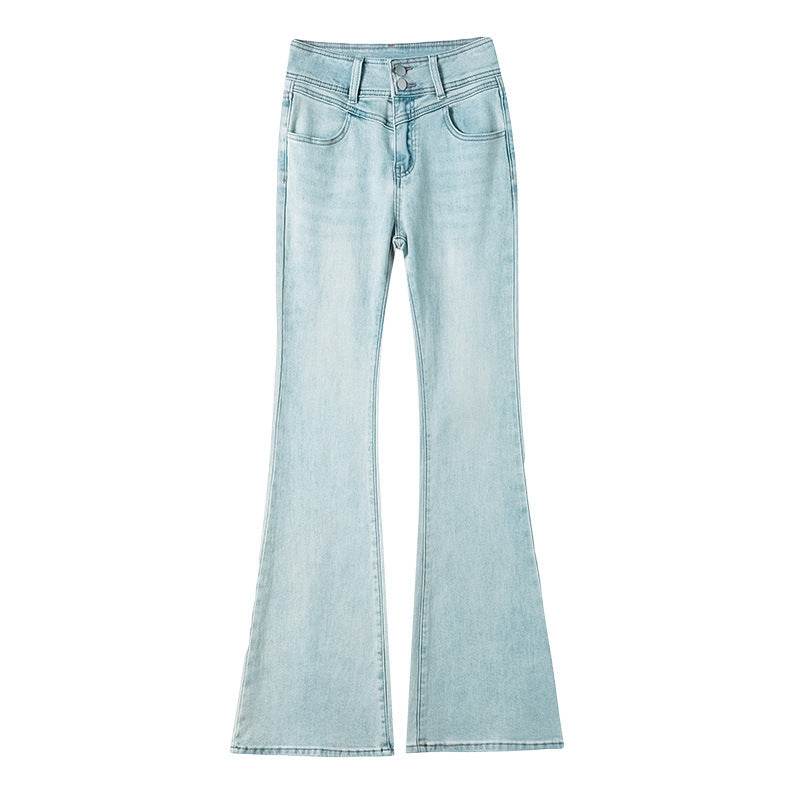 High Waist Light Blue Bootcut Jean pant women Flared Denim Pant