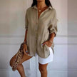 Fashionable Lapel Long Sleeve Shirt Top Women's Single-breasted Pleated Shirt Women Tops
