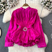 Elegant Luxury French Style High-grade waist belt lantern sleeve Niche Blouse top for Women