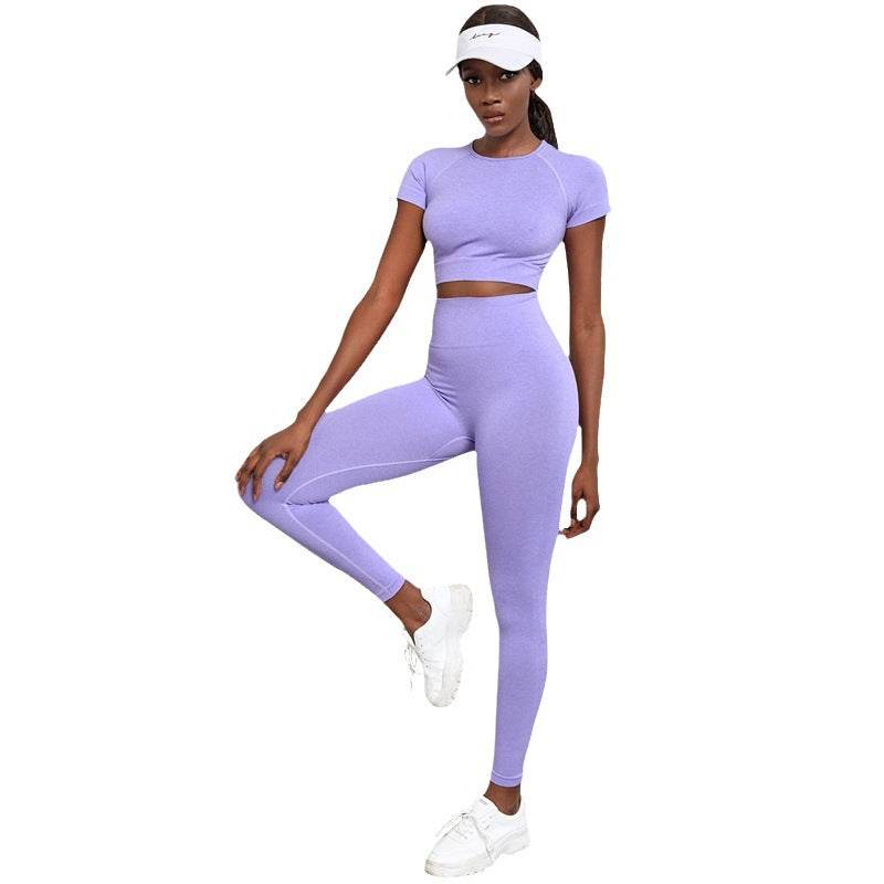 Women's 2-Piece Gym Set – High Waist Hip Lift Leggings & Crop Top Quick-Dry Yoga Workout Clothes