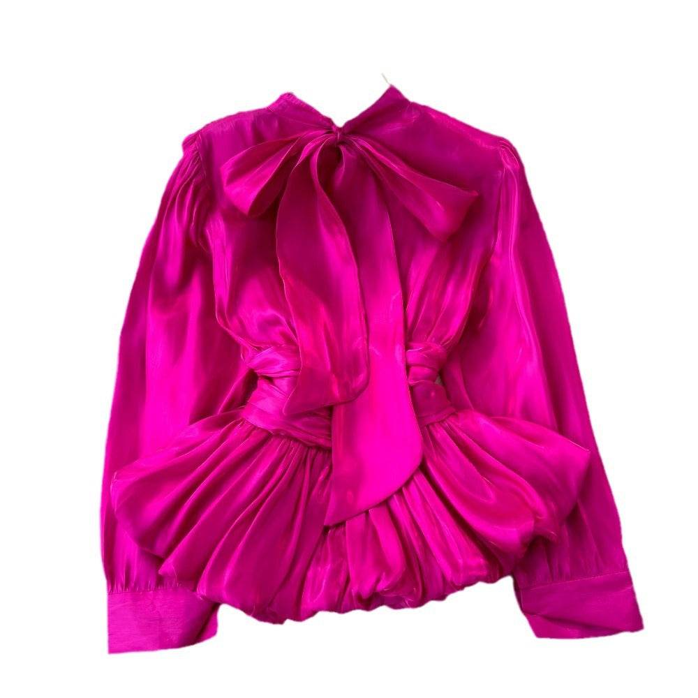 Elegant Luxury French Style High-grade waist belt lantern sleeve Niche Blouse top for Women