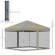 Outsunny 10' x 10' Pop-Up Party Tent Outdoor Canopy Tent with Mesh Sidewalls, 3-Level Adjustable Height, Roller Bag, Beige