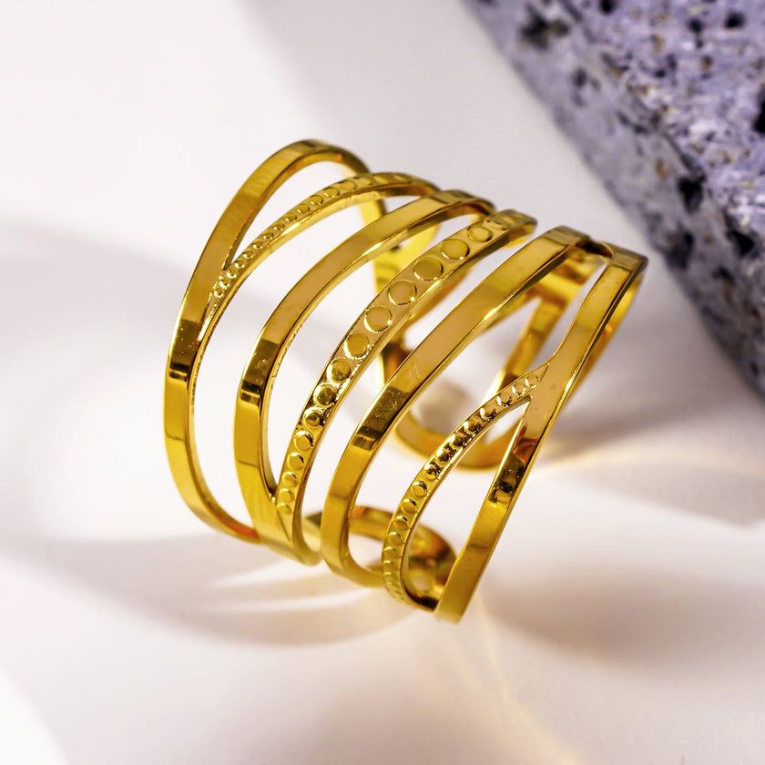 ODESIA : Bague texturée à plusieurs couches torsadées