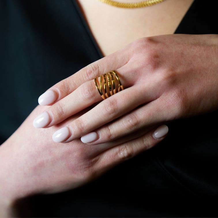 ODESIA : Bague texturée à plusieurs couches torsadées