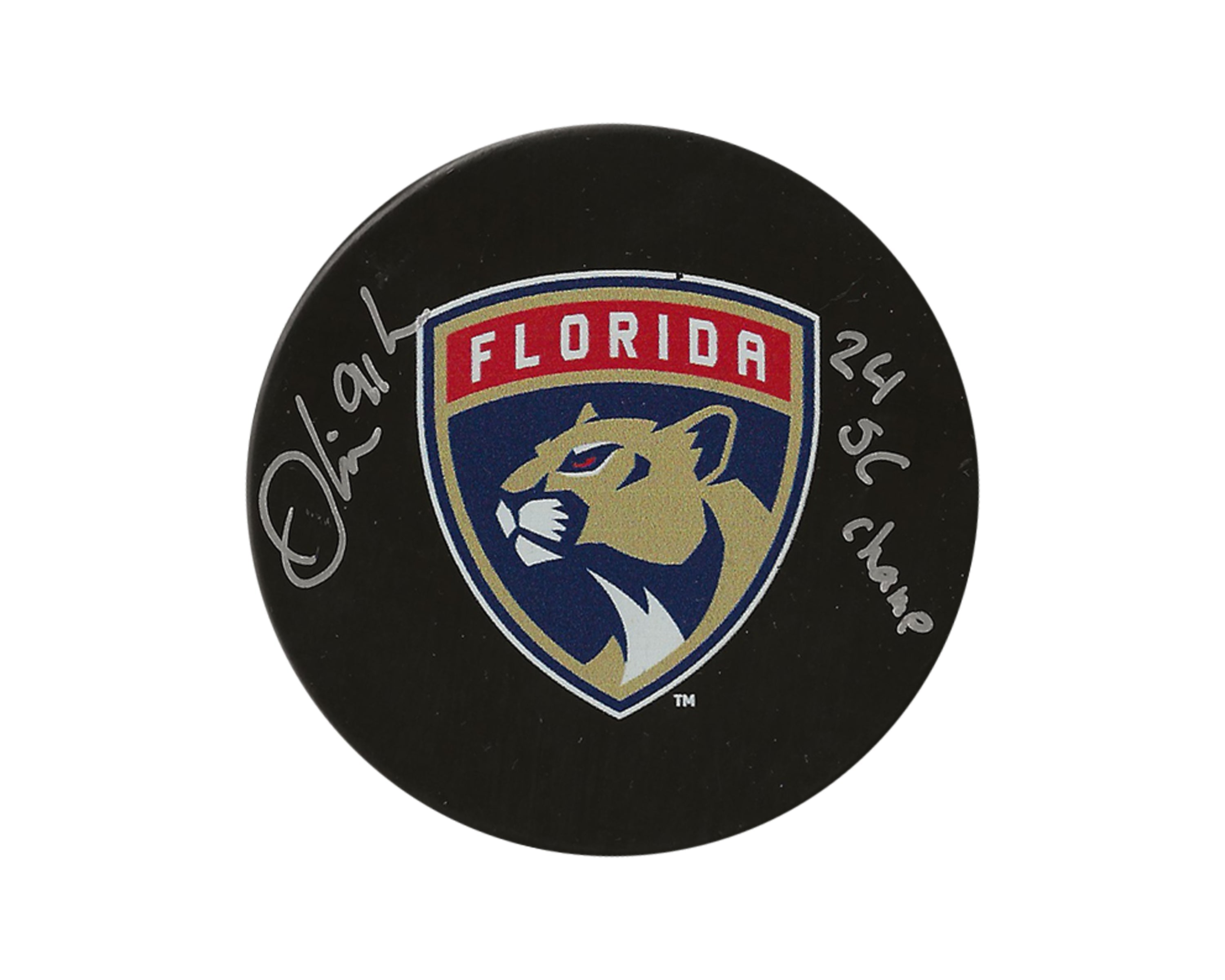 Oliver Ekman-Larsson Autographed Florida Panthers Souvenir Model Puck Inscribed 