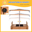 Outsunny Kids Sandbox Wooden with Cover Adjustable Canopy Foldable Bench Seats Sand Play Red