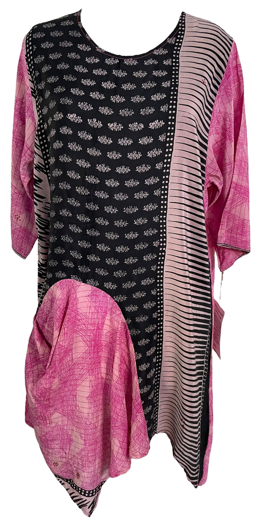 PRC6051 Avatar Pure Silk Self Pocket Tunic Dress