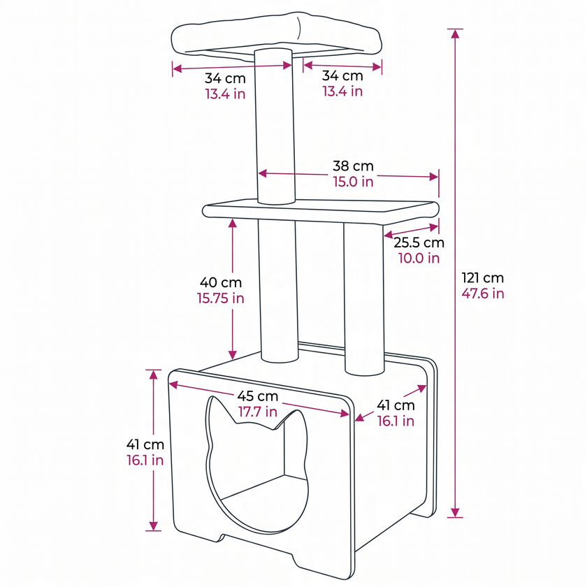 Hut Hideout - Deluxe 3-Level Cat Tree