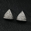 Boucles d'oreilles en forme de triangle en or blanc d'Otaru (ton argenté) : pavé de zircone (CZ).