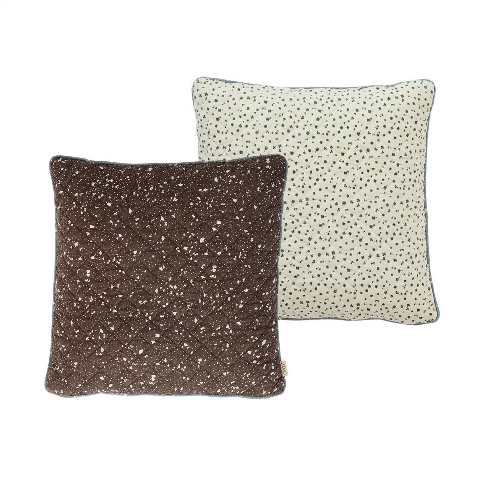 Cushion Aya Quilted - Brown / Offwhite