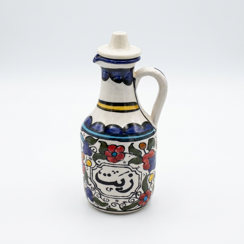 Ceramic Olive Oil Jug – Hand-Painted in Palestine