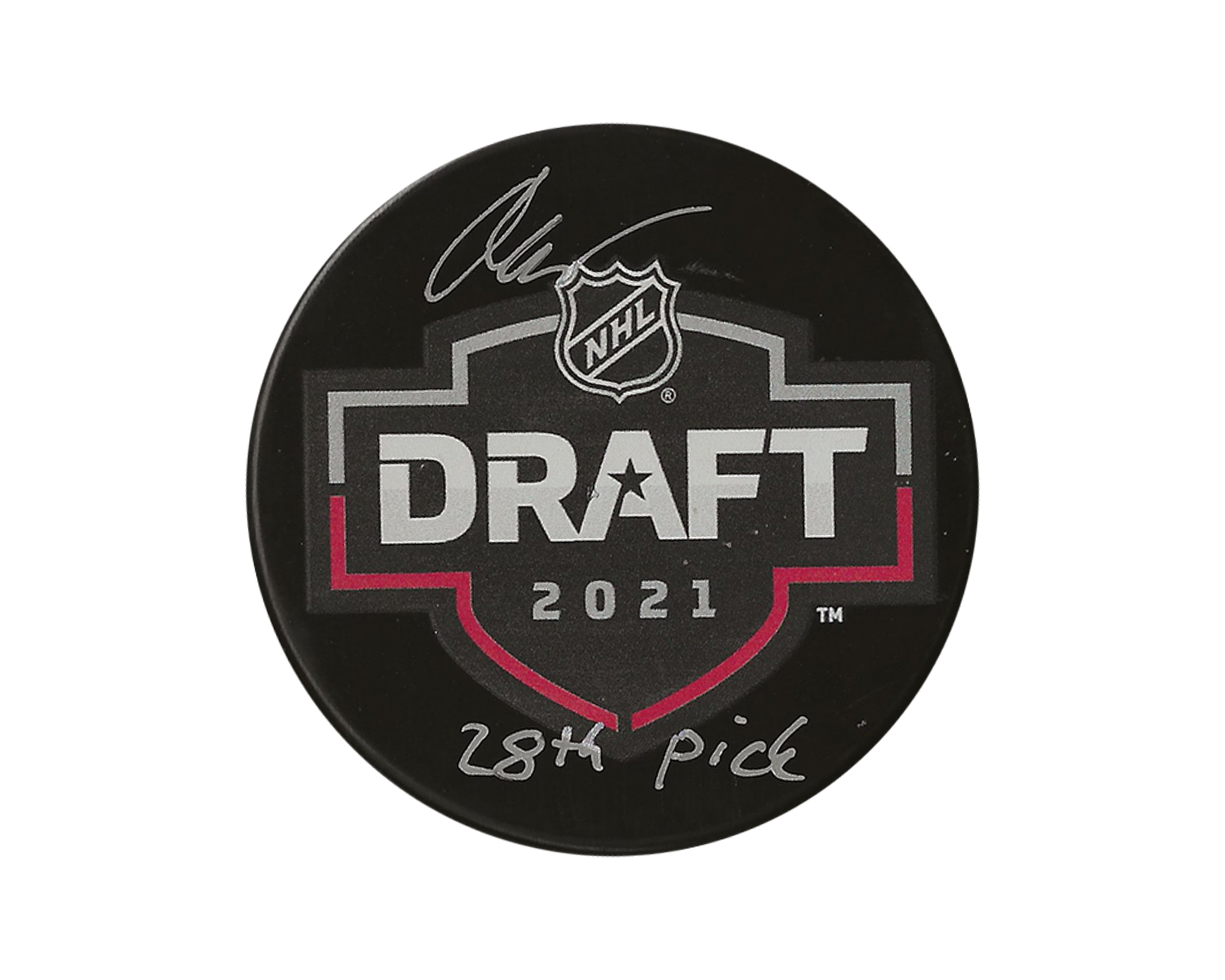 Oskar Olausson Autographed 2021 NHL Draft Puck Inscribed 