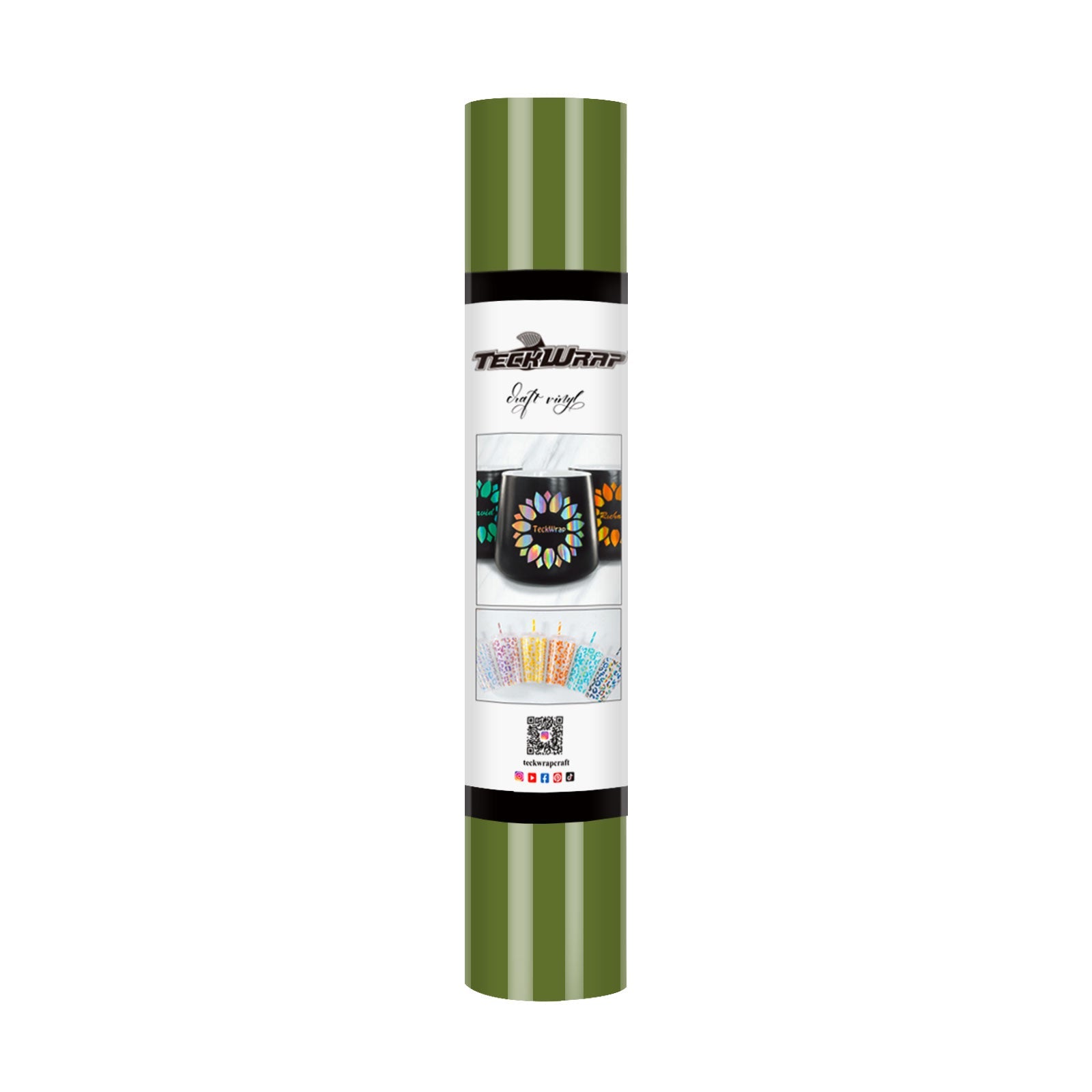 TeckWrap Glossy Adhesive Vinyl - Olive | Ideal for Art Projects, Decals, and More!