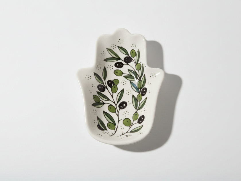 Handmade Ceramic Hamsa Palm-Shaped Dish – 7” Serving Plate