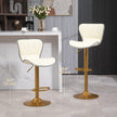 Maxi Counter Height Bar Stools Set of 2-Adjustable Height and Swivel Seat-White/Gold