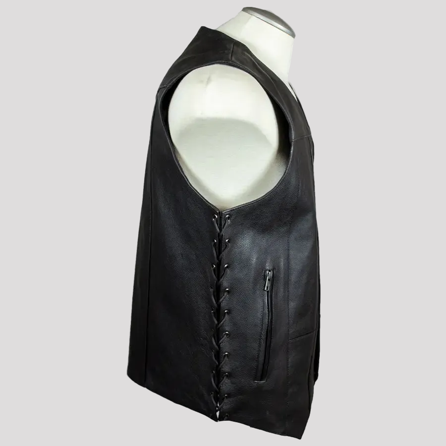 Open Road Men's 10 Pocket Leather Vest
