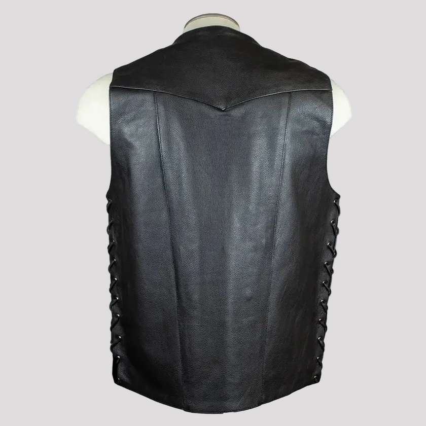 Open Road Men's 10 Pocket Leather Vest