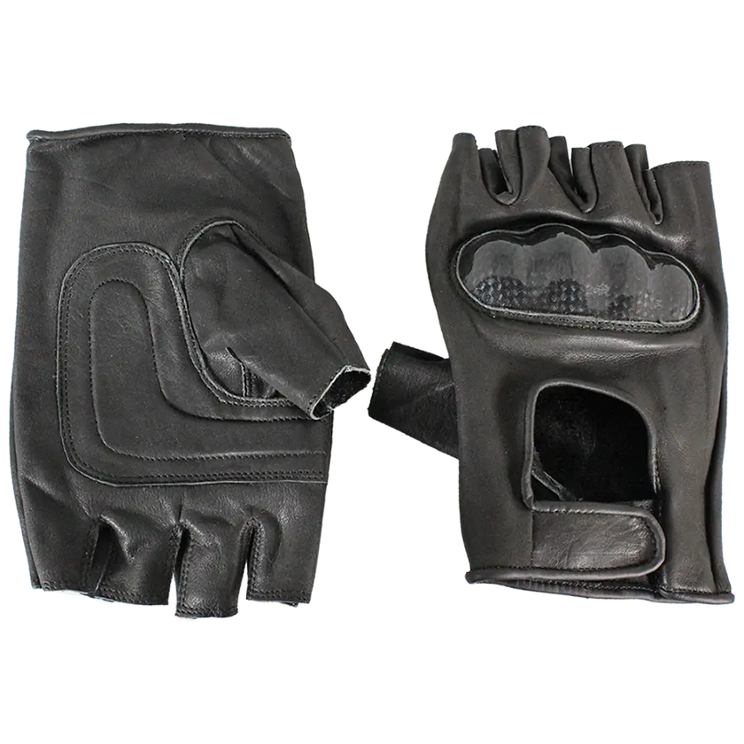 Open Road Men's Fingerless  Leather Motorcycle Gloves