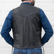 Men’s Buffalo Leather Biker Vest. Adjustable Side Lace Vest