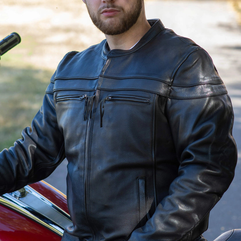Open Road Men's Maverick Leather Motorcycle Jacket