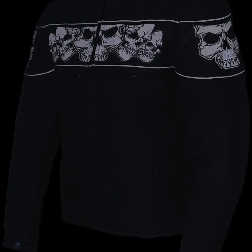 Open Road Men's Reflective Skull Cordura Motorcycle Jacket