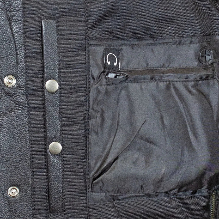 Open Road Men's Upside Leather with Black Stitched Diamonds Vest