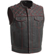Open Road Men's Upside Leather with Red Stitched Diamonds Vest