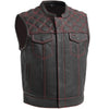 Open Road Men's Upside Leather with Red Stitched Diamonds Vest