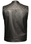 Open Road Men's Upside Leather with White Stitched Diamonds Vest