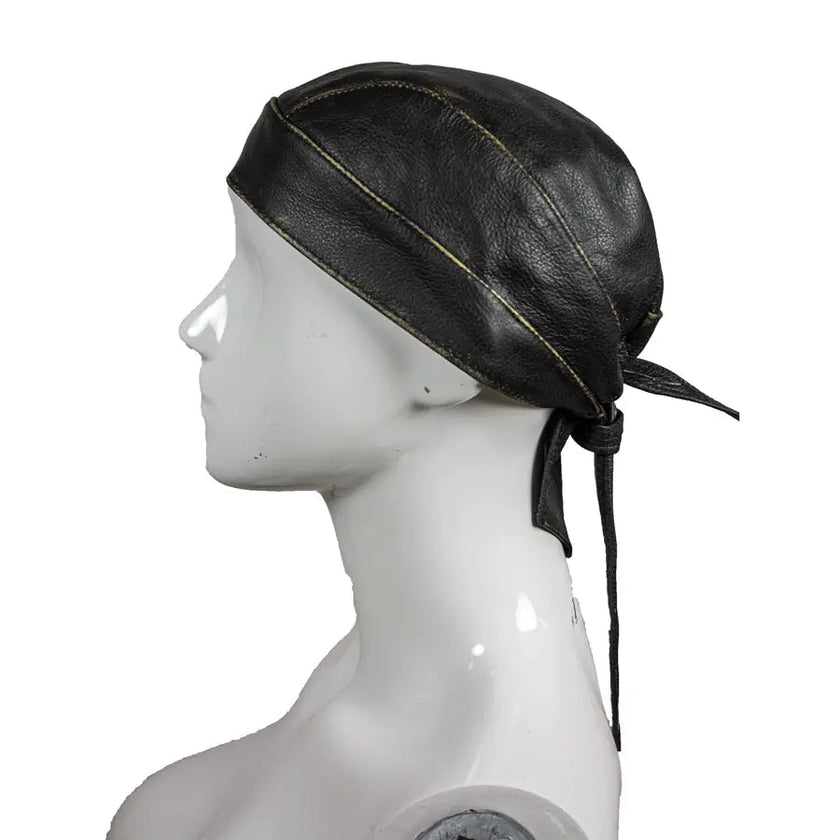 Open Road Rub Off Brown Leather Skull Cap