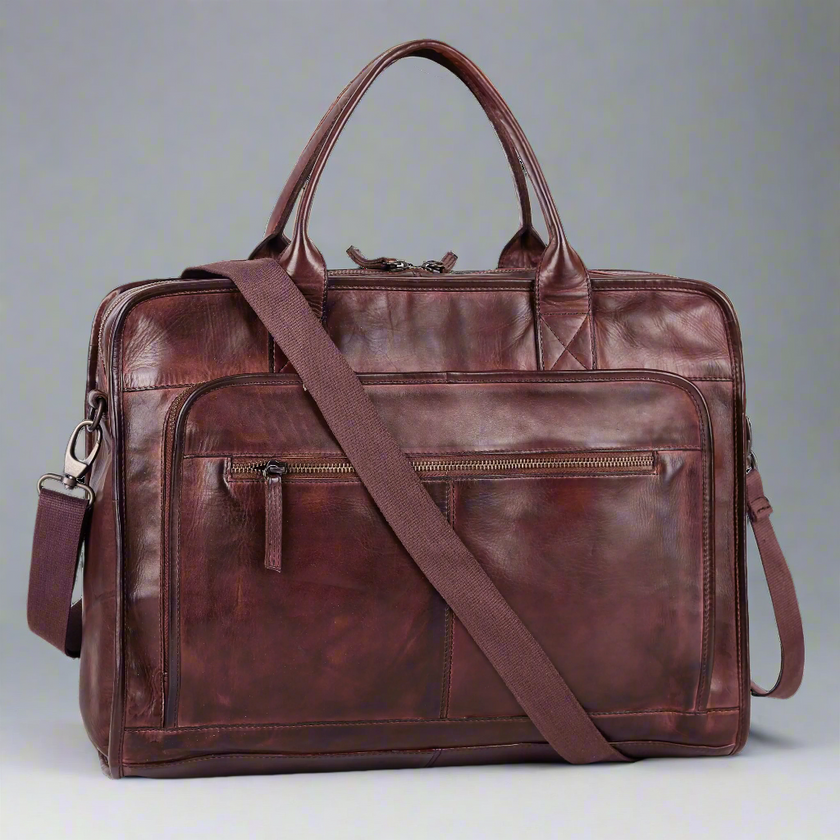 MET Two Handle Messenger Laptop Leather Bag