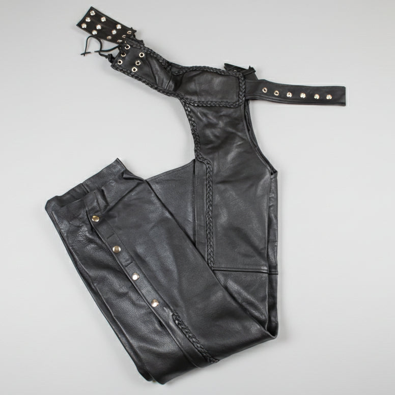 Open Road Women's Braid Detail Premium Leather Chaps