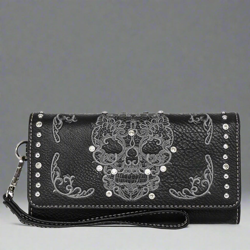 Open Road Women's Sugar Skull Faux Leather Trifold Wallet