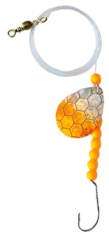 Single Hook Colorado Spinner – Orange Scale Blade Lure