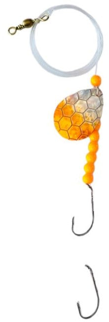 Double Hook Colorado Spinner – Orange Scale Blade Lure
