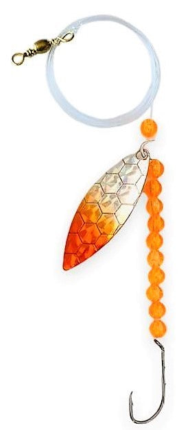 Single Hook Willow Leaf Spinner – Orange Scale Blade Lure