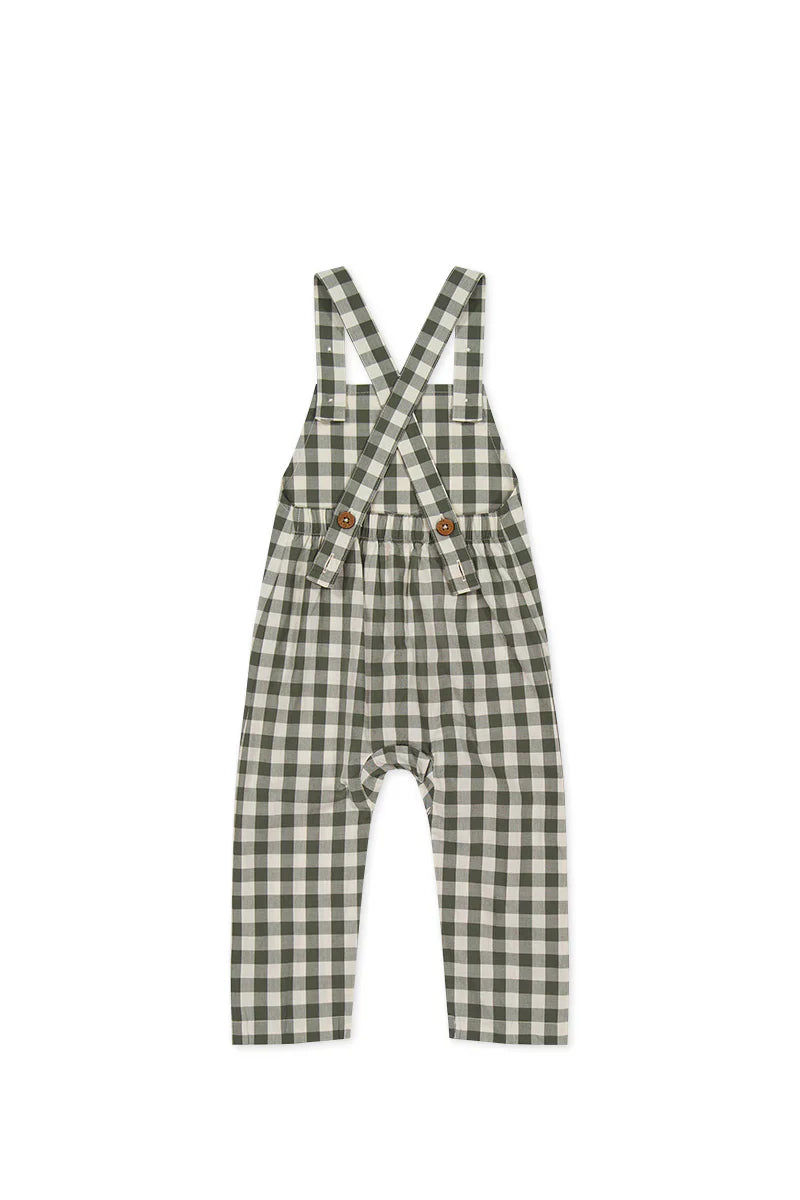 Organic Cotton Kingston Overall - Gingham Grape Leaf | Jamie Kay