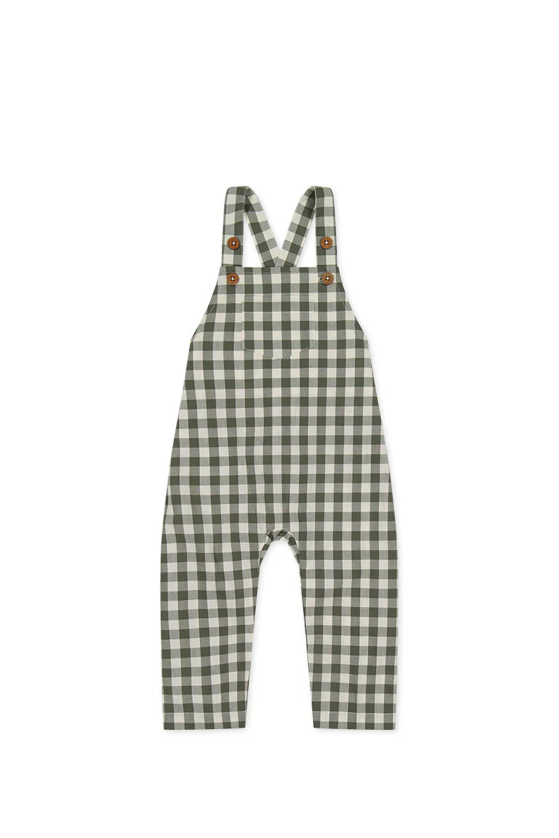 Organic Cotton Kingston Overall - Gingham Grape Leaf | Jamie Kay