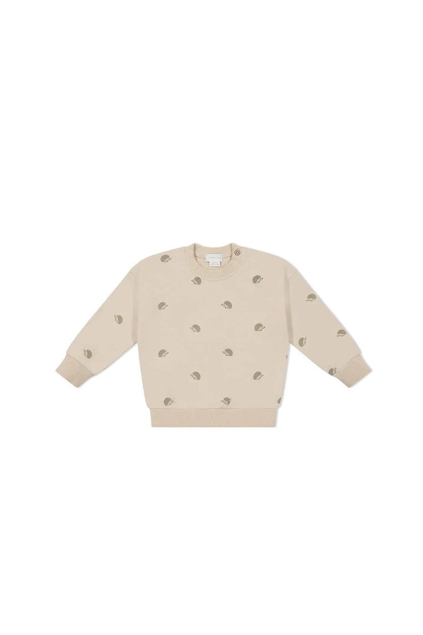 Organic Cotton Knit Sweatshirt | Henry Hedgehog Birch | Jamie Kay