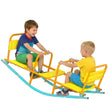 Qaba Teeter Totter Seesaw for Kids, 2 in 1 Metal Rocking Seesaw for Toddlers Age 3-8, Playground Equipment for Backyard