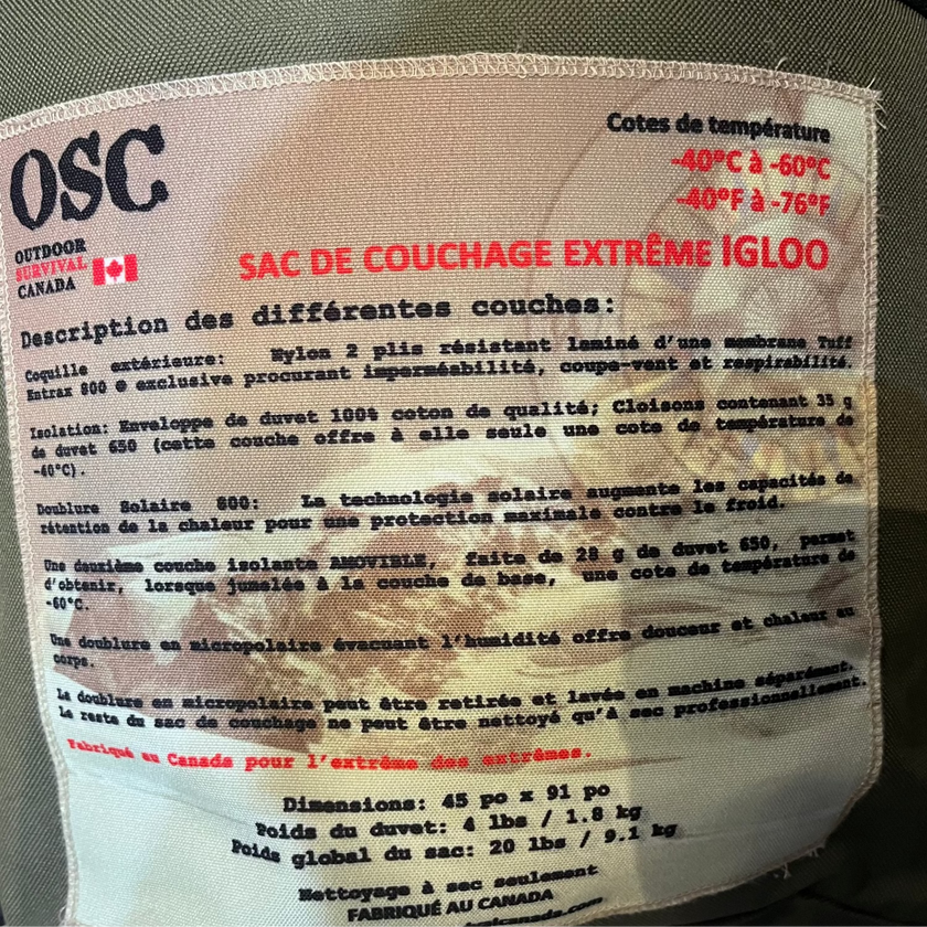 OSC Igloo Xtreme -70 C Sleeping Bag