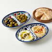 Double Dip Oval Ceramic Dish - Hand-Painted in Palestine
