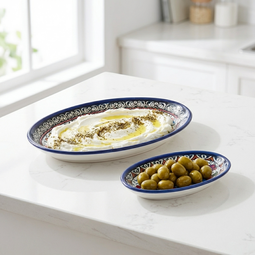 Oval Ceramic Side Dishes | Hand-Painted in Palestine