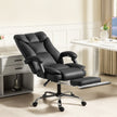 Alexis Executive Ergonomic Office Chair with Pet-Friendly Leather, Footrest and Swivel Recliner-Black