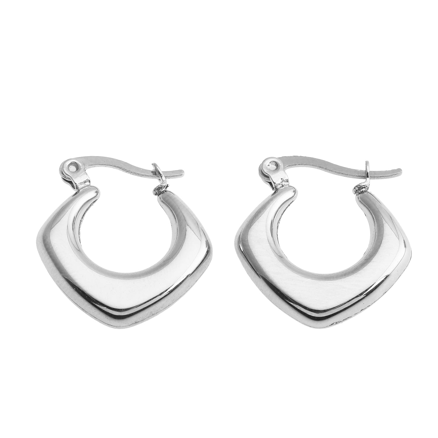 Boucles d'oreilles créoles carrées et arrondies MARIYA, Argent
