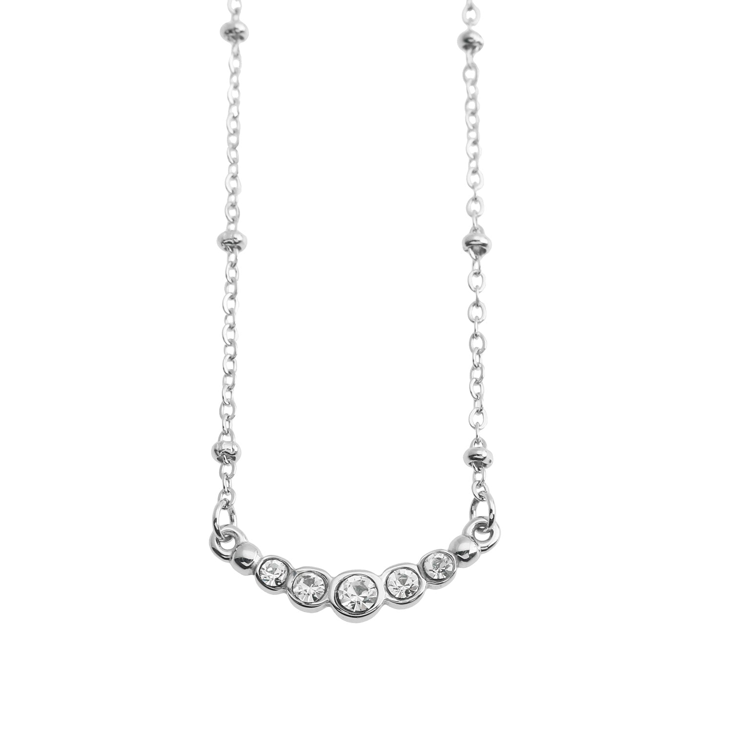 Chaîne en argent perlée KIMI avec pendentif en zircone pavé délicat.