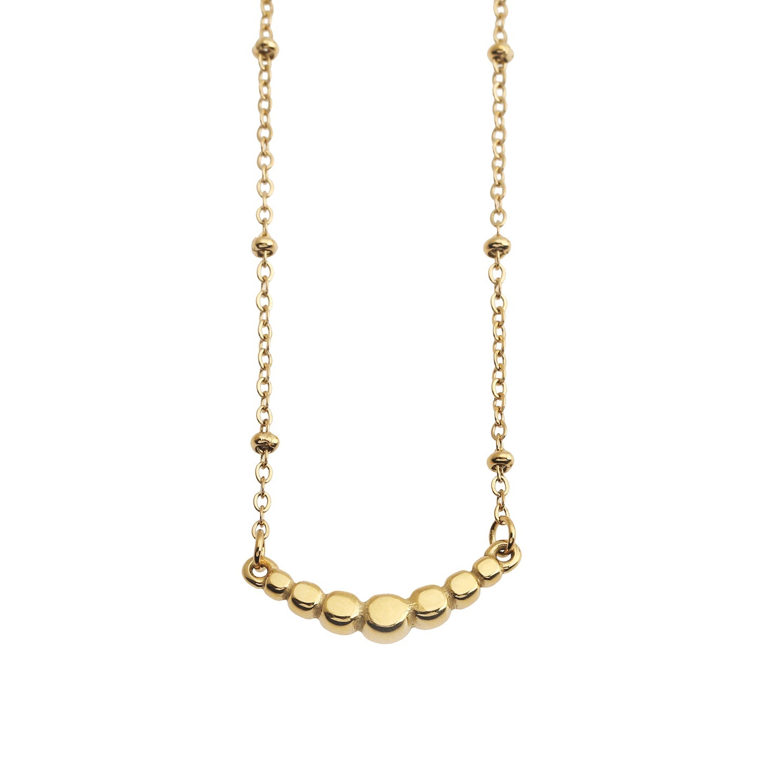 Chaîne dorée perlée KIMI avec pendentif en zircone pavé délicat.