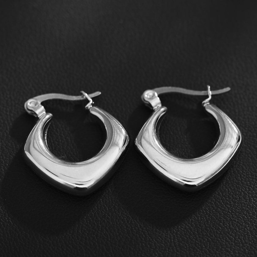 Boucles d'oreilles créoles carrées et arrondies MARIYA, Argent