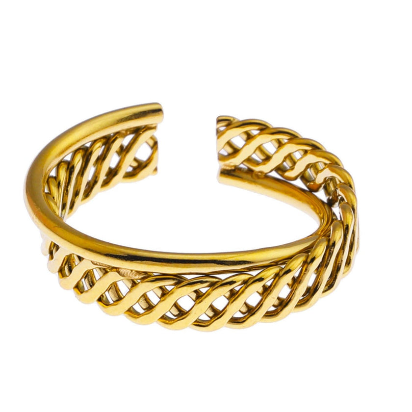 ORELIA Bague en forme de panier tressé à double bande torsadée